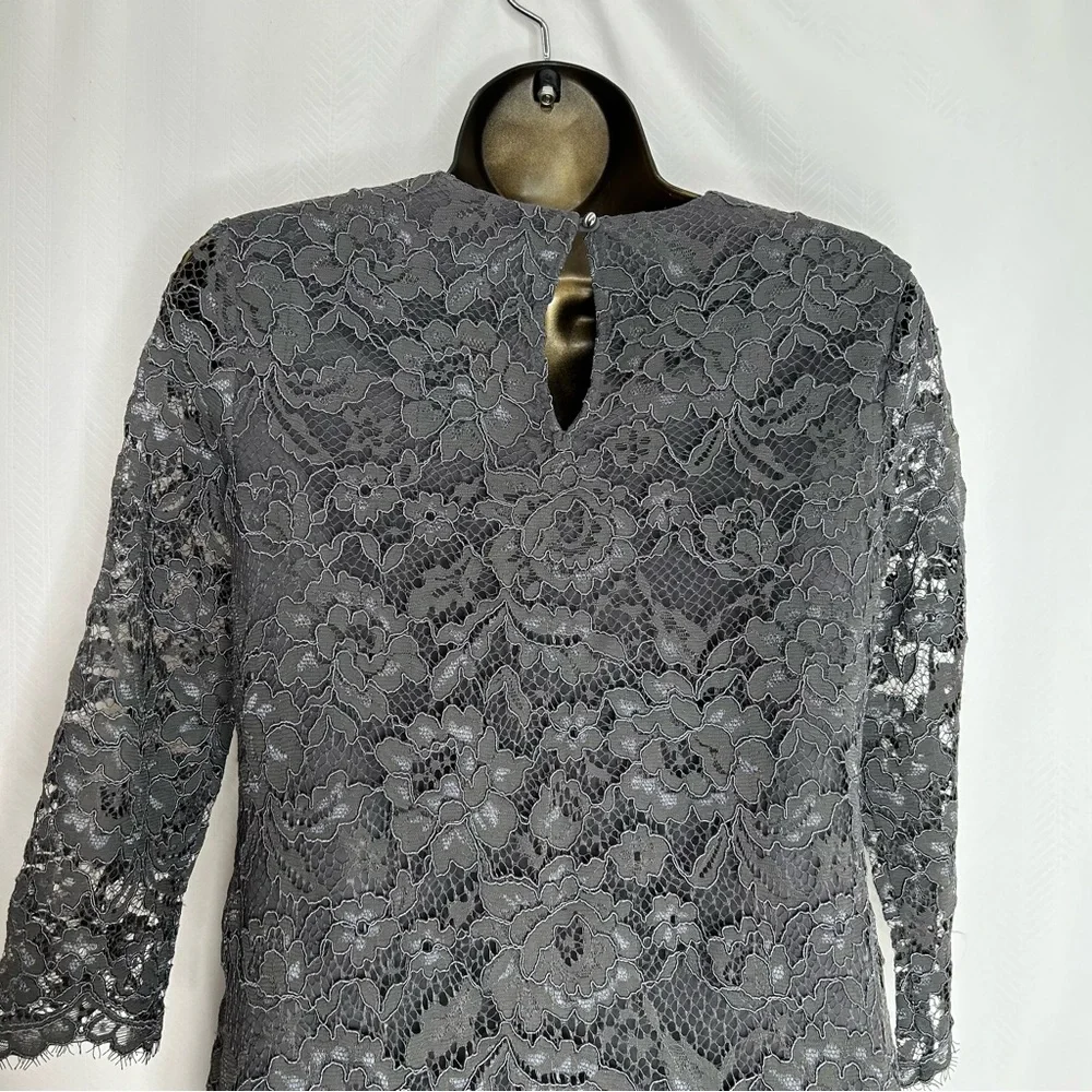 Cynthia Steffe Grau lace midi dress shift size 0 - Picture 3 of 7